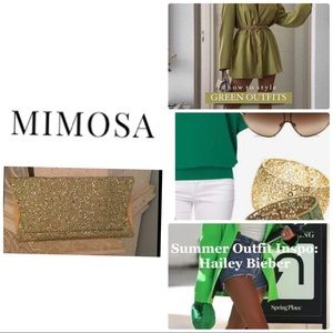 ‼️WOW‼️ Mimosa style clutch with lime green/gold sequence accents.